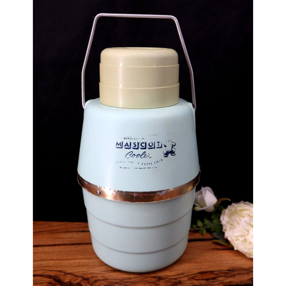 Vintage Mascot Hot & Cold Picnic Drink Cooler Glass Insulated Cup Top And Spout